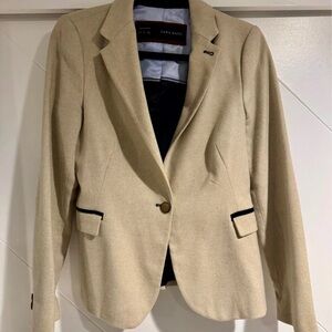 Zara Women's Tan Blazer with Black Details
